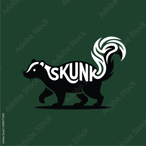 Skunk Animal Black White Logo.