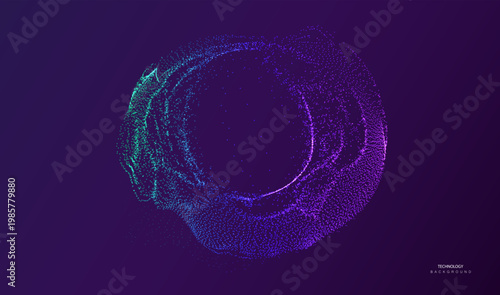 Technology Circle Concept. Colorful Science Splash Design. AI Artificial Intelligence Vector. Machine Deep Learning. Digital Circle Style.