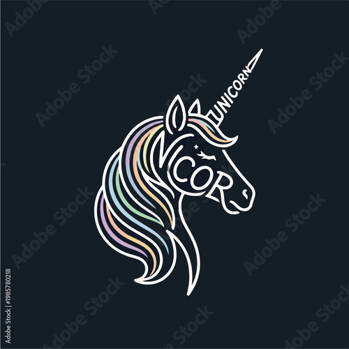 Unicorn Mythical Creature Logo Design.