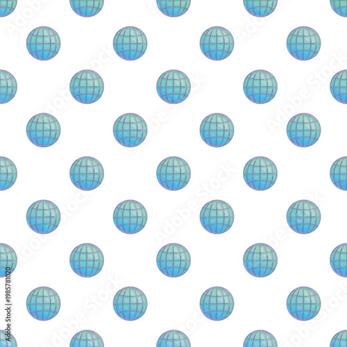 Seamless pattern featuring a grid globe symbol representing worldwide connectivity