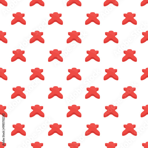 Red meeple figures repeating in a playful, isometric game piece pattern