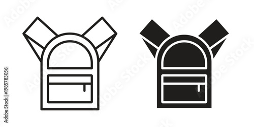 Backpack icon design, logo, app, template set. Black icons