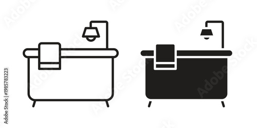 Bath tub icon design, logo, app, template set. Black icons