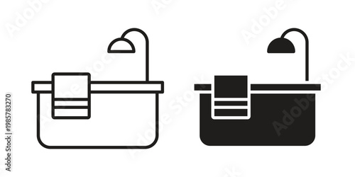Bathtub icon design, logo, app, template set. Black icons