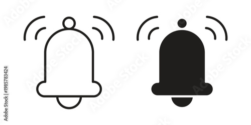 Bell icon design, logo, app, template set. Black icons