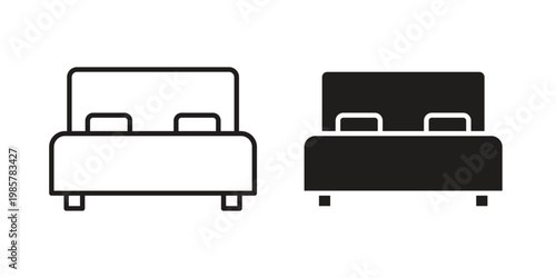 Bed icon design, logo, app, template set. Black icons