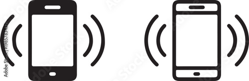 smartphone ringing two mobile icon set vector logo design 