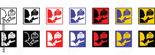 Advice banner web icon line outline color vector illustration