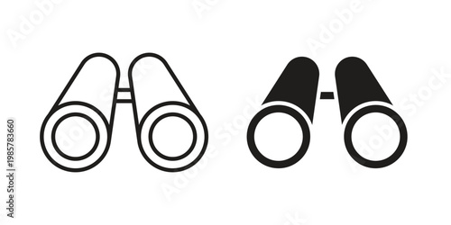 Binoculars icon design, logo, app, template set. Black icons