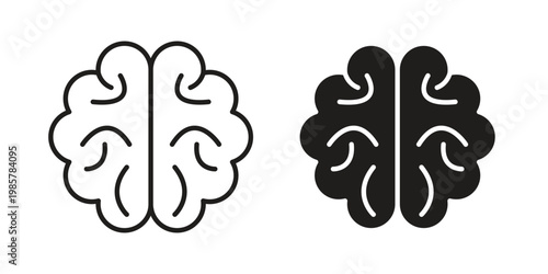 Brain icon design, logo, app, template set. Black icons