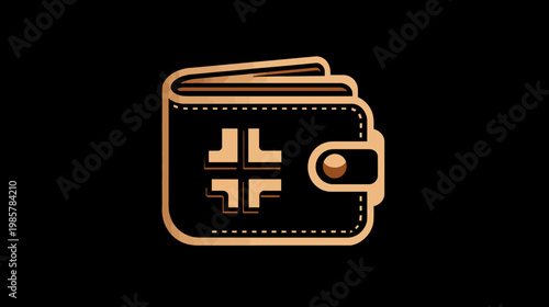 A medical wallet illustrated with a medical cross on the front. It has a button closure