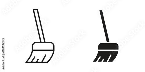 Broom icon design, logo, app, template set. Black icons