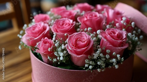 Elegant Pink Rose Gift Box Decoration / エレガントなピンクのバラのギフトボックス装飾