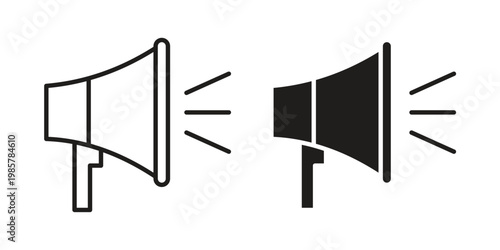 Bullhorn icon design, logo, app, template set. Black icons