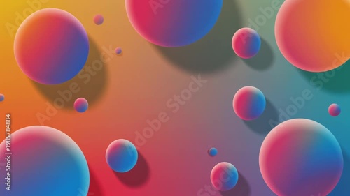 Abstract Dynamic Background with Gradient Spheres Floating and Moving in Slow Motion