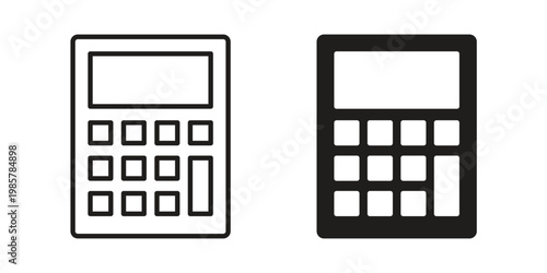 Calculator icon design, logo, app, template set. Black icons