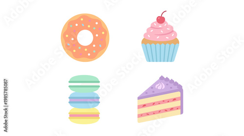 Colorful assorted sweet baked desserts.