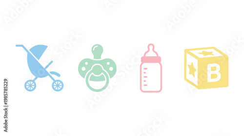 Baby Stroller and Nursery Icons.