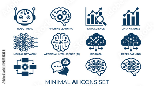 Artificial Intelligence Icons and Symbols.