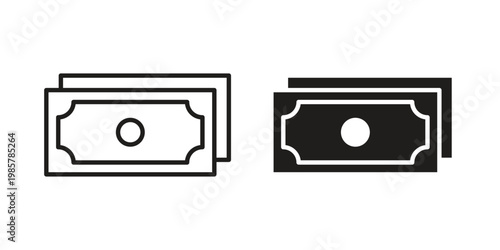 Cash icon design, logo, app, template set. Black icons