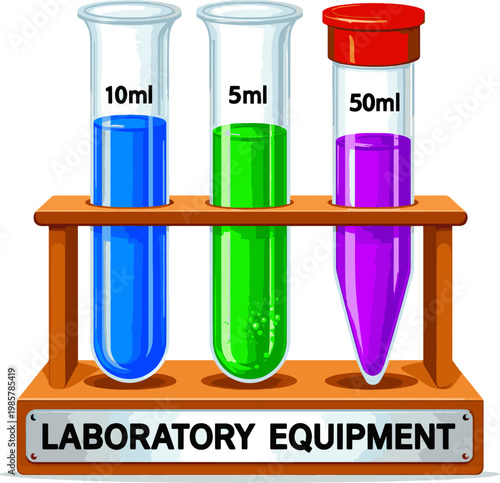 Create a realistic kinds of deferent Test Tubes vector art with white background..