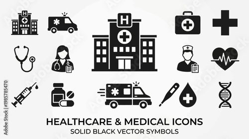 Medical icons for healthcare symbols.