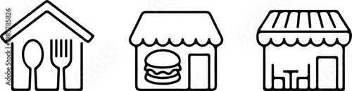 shop build outline icons set vector illustration design collection art 