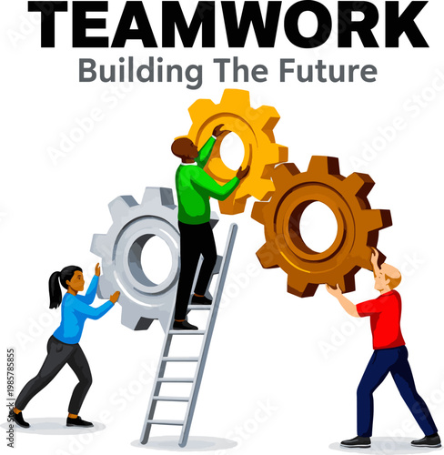 Create a realistic kinds of deferent Conceptual image of teamwork vector art with white background..