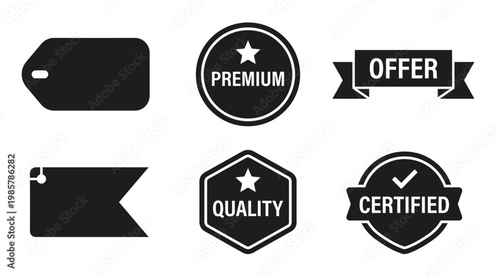 Fototapeta premium Black and white quality labels set.
