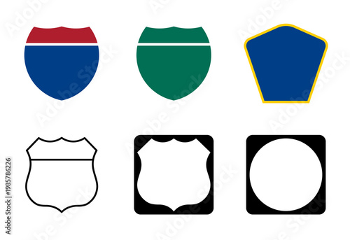 USA interstate county road empty signs set. Png