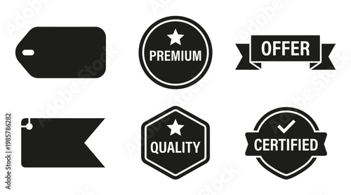 Black and white quality labels set.