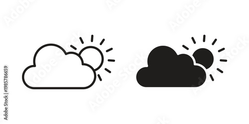 Cloudy Day icon design, logo, app, template set. Black icons
