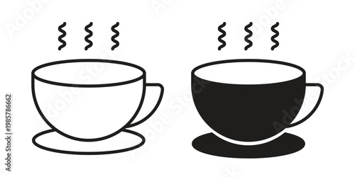 Coffee icon design, logo, app, template set. Black icons