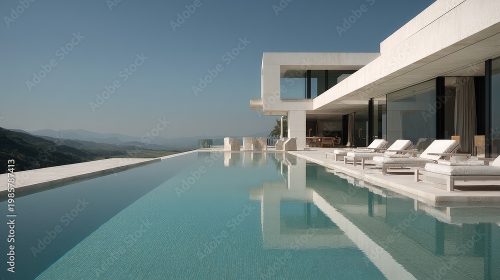 Fototapeta premium Modern Luxury Villa with Stunning View and Infinity Pool