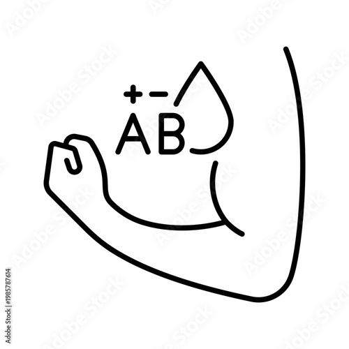 Blood type test icon. Healthcare and hematology line symbol. Black and white.