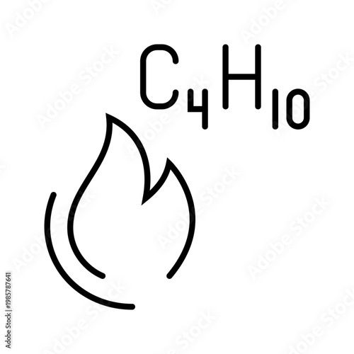 Butane gas icon. Industry and fuel line symbol. Black and white.