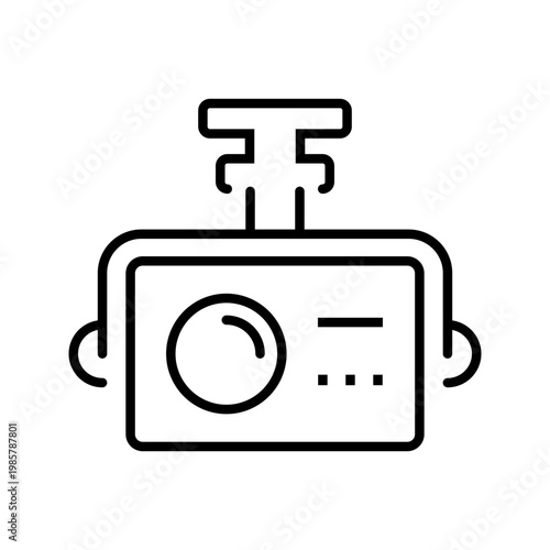 Dash camera icon. Transport and vehicle electronics line symbol. Black and white.