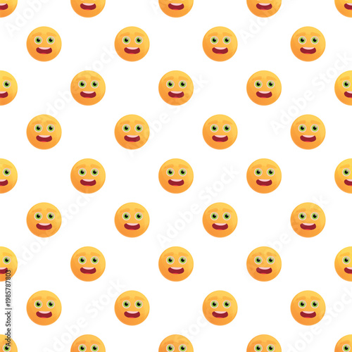 Repeating pattern of happy yellow emoji faces expressing positive emotion