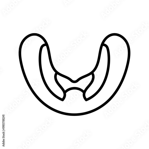 Mouth guard icon. Sports and protective gear line symbol. Black and white.