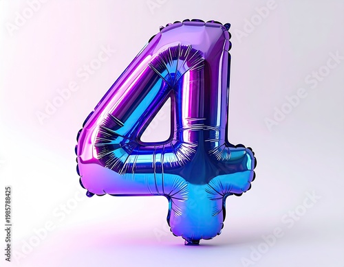 Wallpaper Mural Shiny, iridescent balloon shaped as the number four (1) Torontodigital.ca