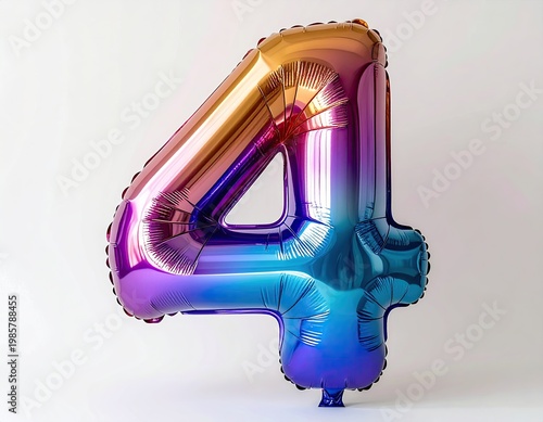 Wallpaper Mural Rainbow-gradient foil balloon shaped as number "4. Torontodigital.ca