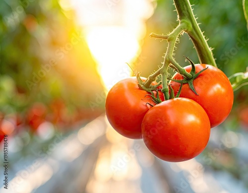 Wallpaper Mural Ripe tomatoes glow in greenhouse sunlight Torontodigital.ca