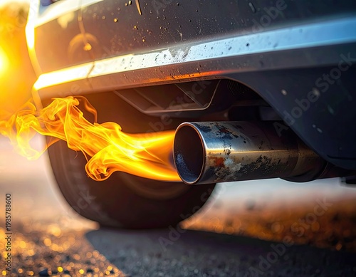 Wallpaper Mural Car exhaust with flames shooting out, detail shot Torontodigital.ca