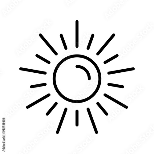 Sun rays icon. Nature and weather line symbol. Black and white.
