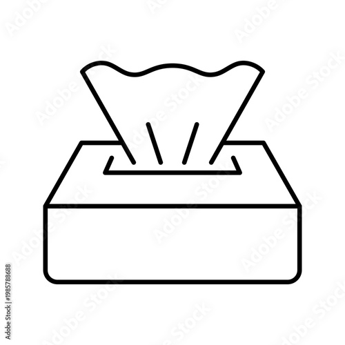 Tissue box icon. Healthcare and hygiene line symbol. Black and white.