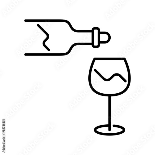 Wine glass icon. Food and wine line symbol. Black and white.