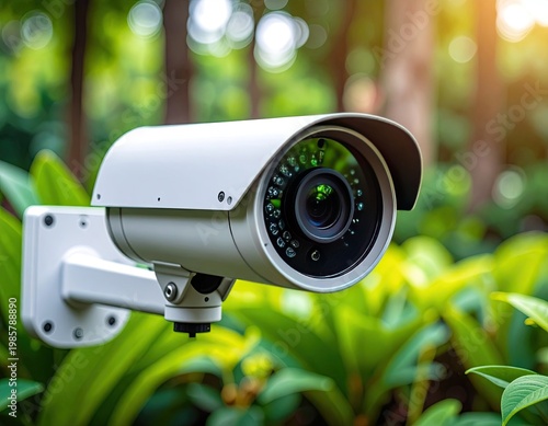 Wallpaper Mural White outdoor camera amid lush green foliage Torontodigital.ca
