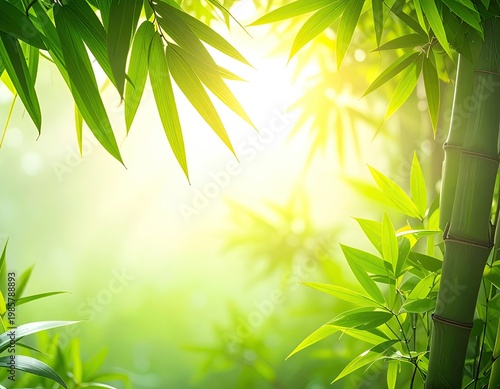 Wallpaper Mural Bright sunlight through vibrant green bamboo leaves Torontodigital.ca