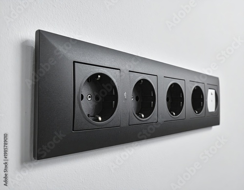 Wallpaper Mural Black electrical outlet plate on a white wall Torontodigital.ca