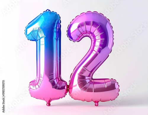 Wallpaper Mural Shiny pink and blue number balloons form "12 Torontodigital.ca